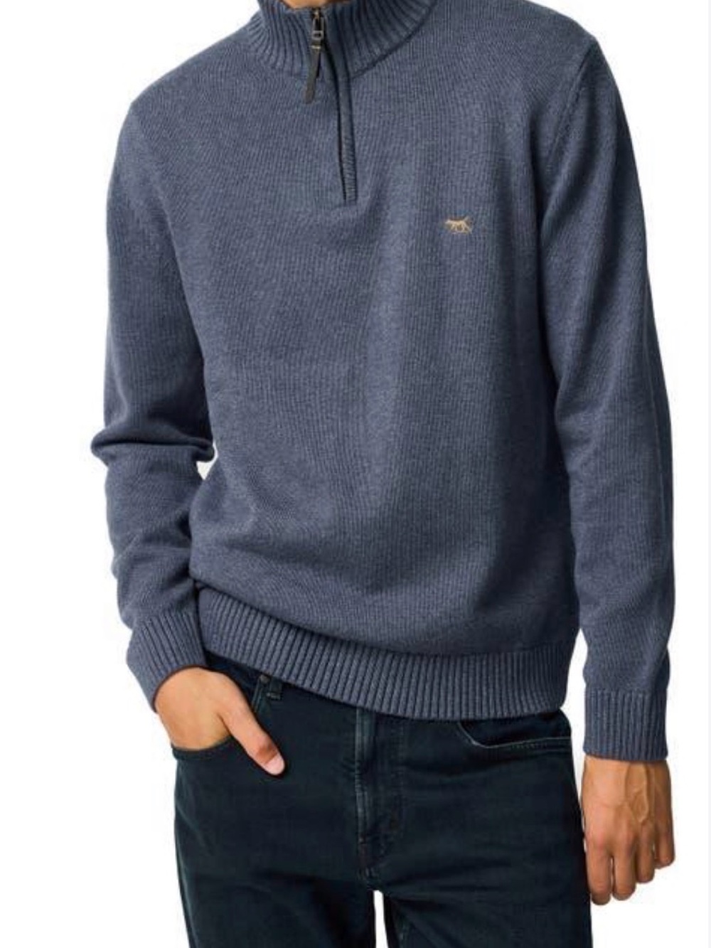 NWT Rodd & Gunn Merrick bay stone wash quarter -Zip Ribbed Sweater size L $148